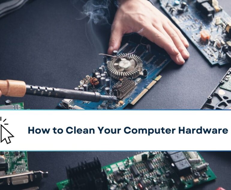 Computer hardware engineering. Engineer soldering computer motherboard